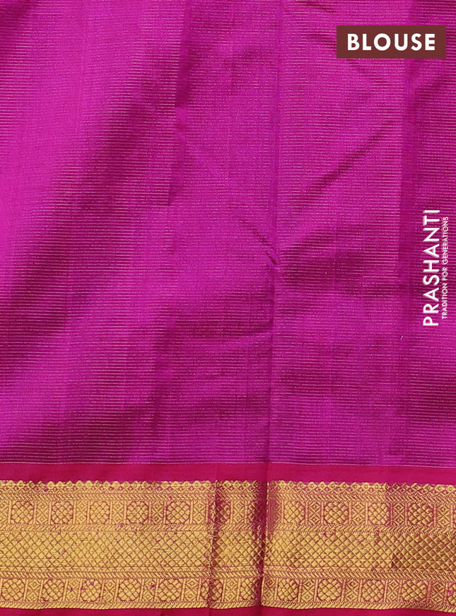 Silk cotton saree blue and pink with allover vairaosi pattern and zari woven border
