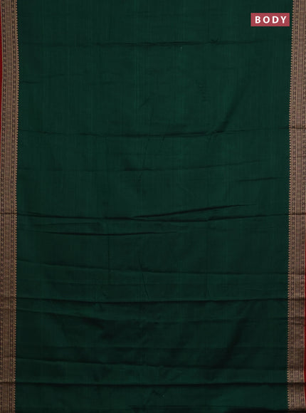Narayanpet cotton saree green and maroon with plain body and thread woven border