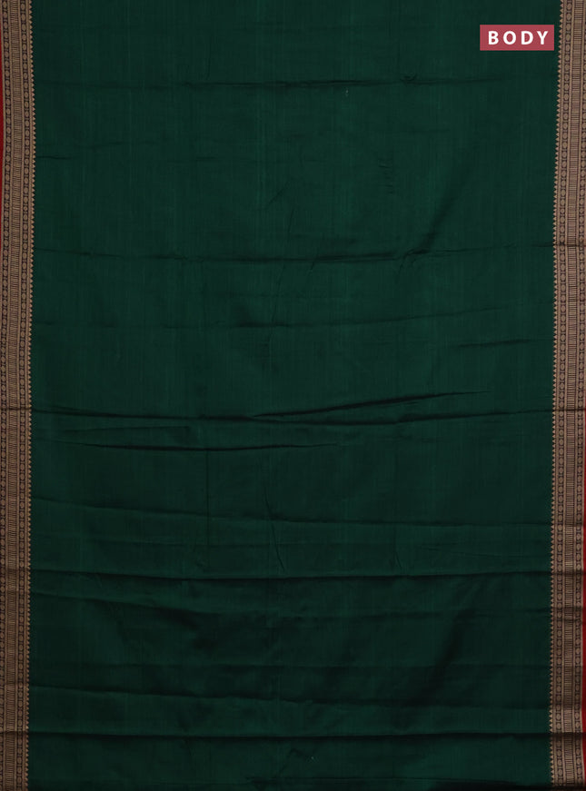 Narayanpet cotton saree green and maroon with plain body and thread woven border
