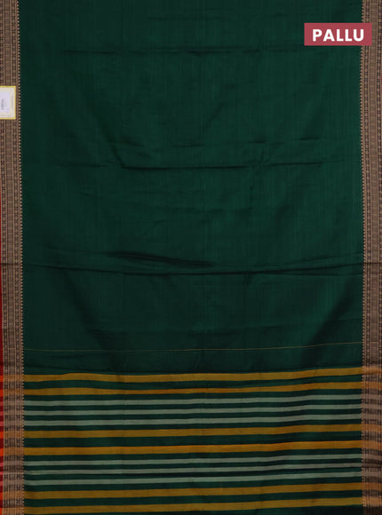 Narayanpet cotton saree green and maroon with plain body and thread woven border