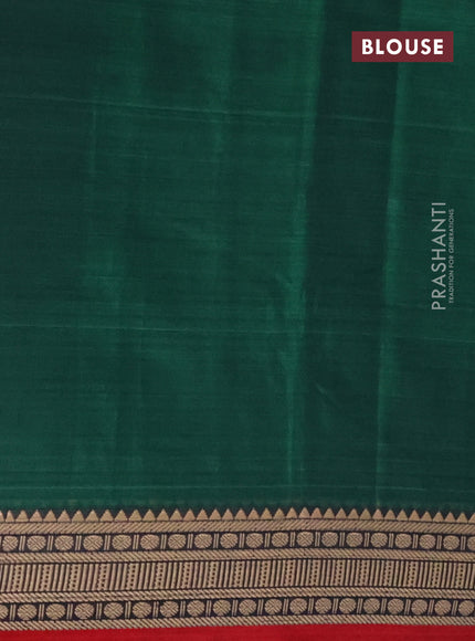 Narayanpet cotton saree green and maroon with plain body and thread woven border