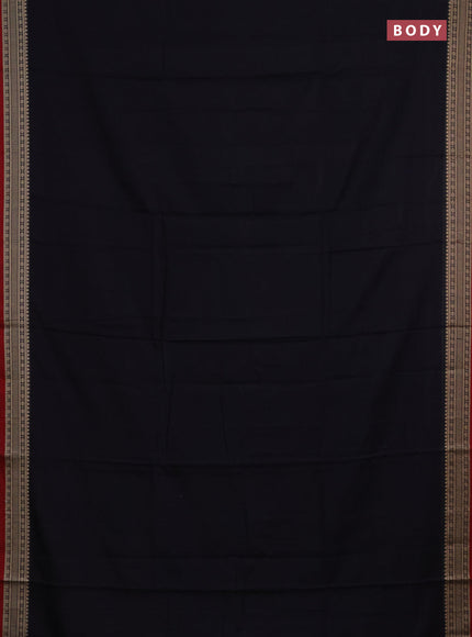 Narayanpet cotton saree black and maroon with plain body and thread woven border