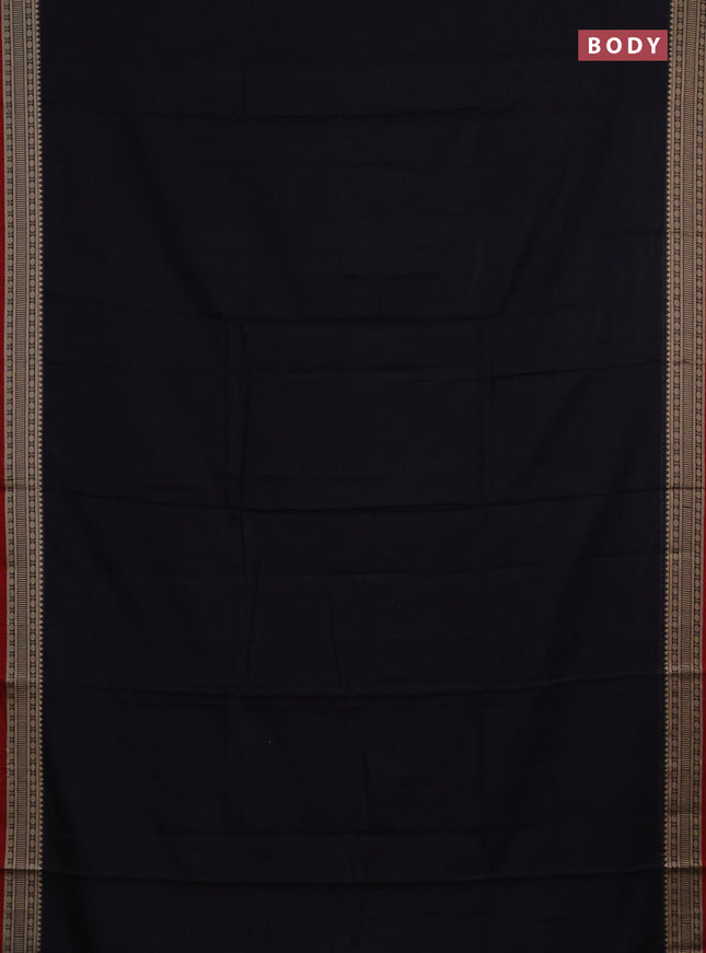 Narayanpet cotton saree black and maroon with plain body and thread woven border