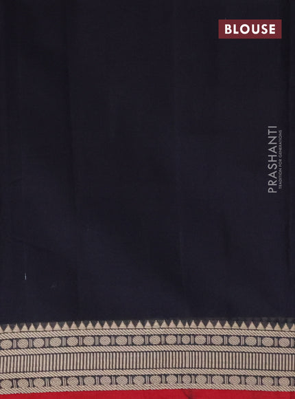 Narayanpet cotton saree black and maroon with plain body and thread woven border