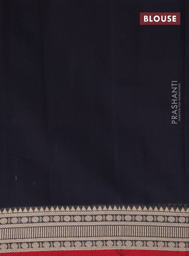 Narayanpet cotton saree black and maroon with plain body and thread woven border