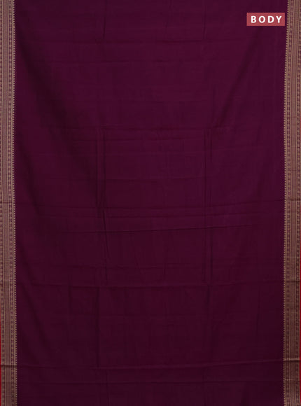 Narayanpet cotton saree purple and red with plain body and thread woven border
