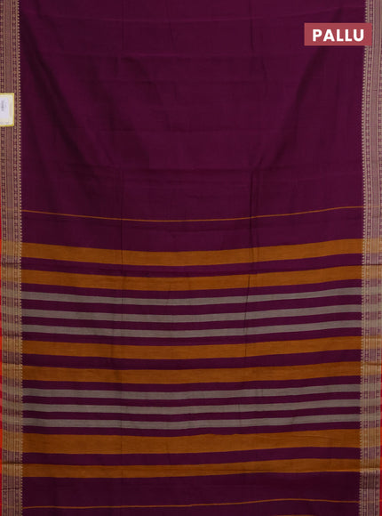 Narayanpet cotton saree purple and red with plain body and thread woven border