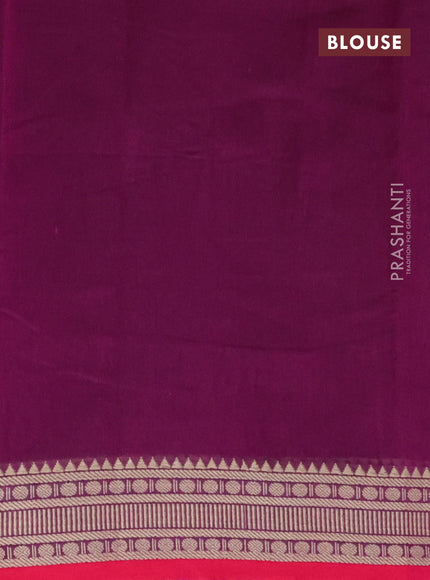 Narayanpet cotton saree purple and red with plain body and thread woven border
