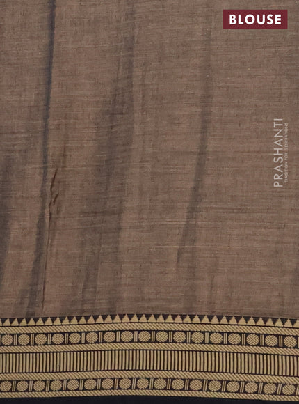 Narayanpet cotton saree chikku shade and black with plain body and thread woven border