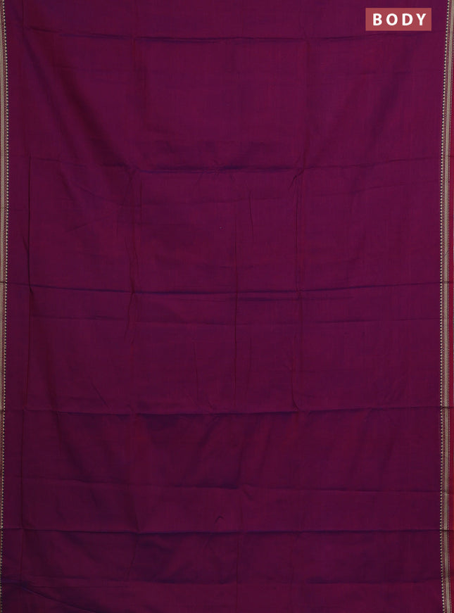 Narayanpet cotton saree dual shade of purple with plain body and thread woven border