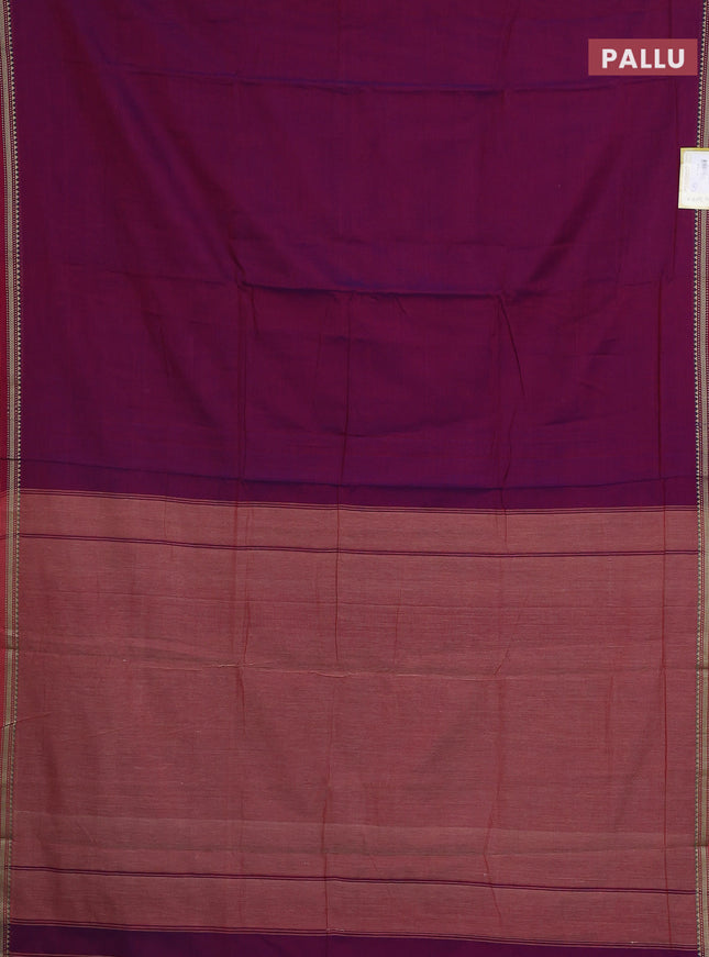 Narayanpet cotton saree dual shade of purple with plain body and thread woven border