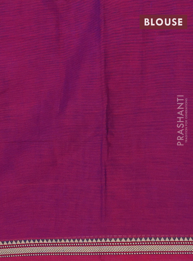 Narayanpet cotton saree dual shade of purple with plain body and thread woven border