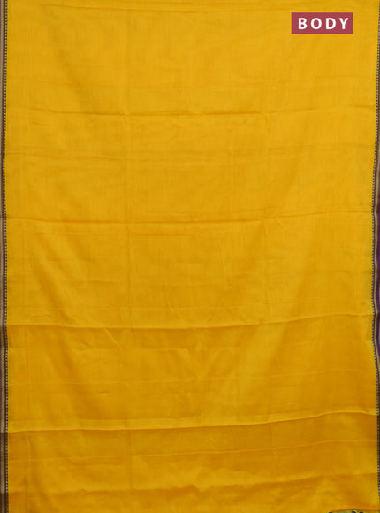 Narayanpet cotton saree yellow with plain body and thread woven border
