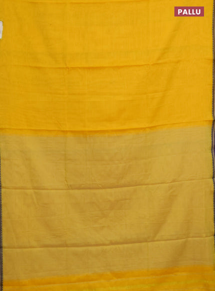 Narayanpet cotton saree yellow with plain body and thread woven border