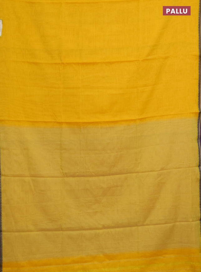 Narayanpet cotton saree yellow with plain body and thread woven border