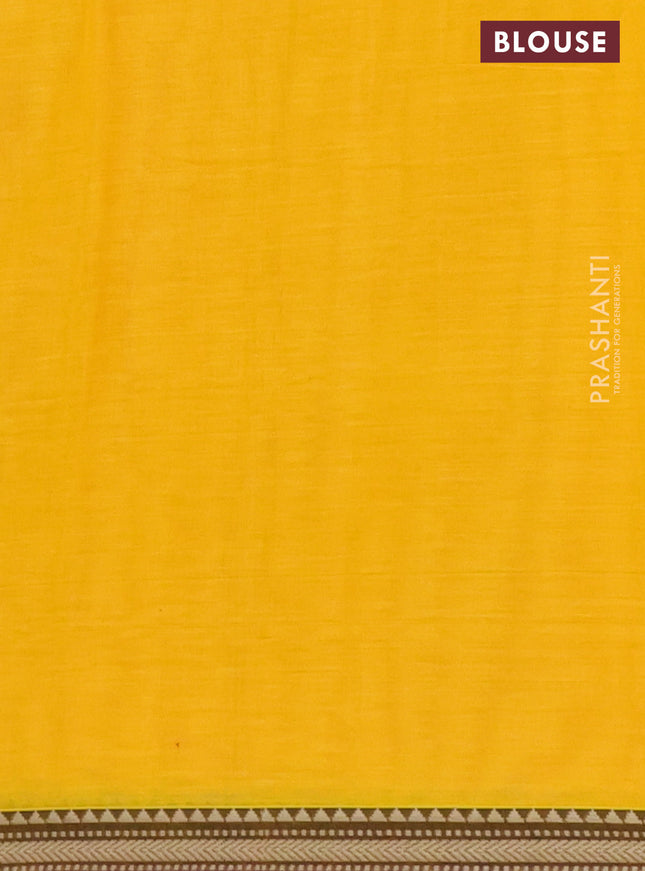 Narayanpet cotton saree yellow with plain body and thread woven border