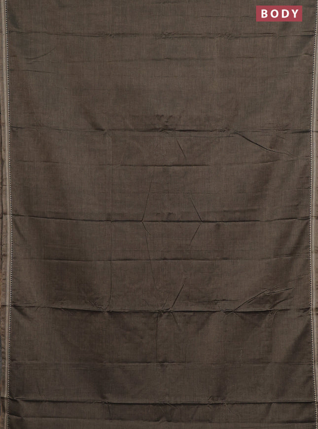 Narayanpet cotton saree grey with plain body and thread woven border