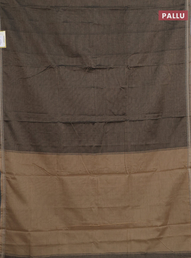 Narayanpet cotton saree grey with plain body and thread woven border