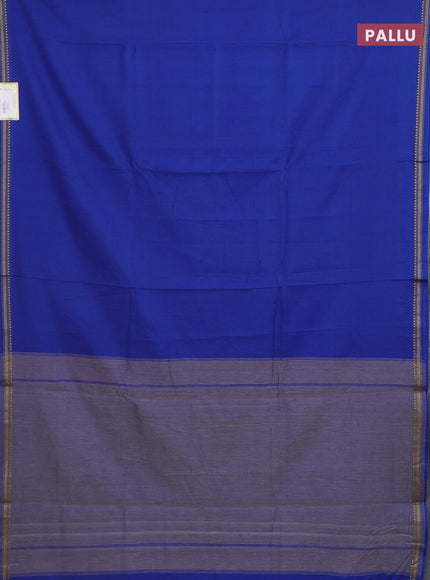 Narayanpet cotton saree blue with plain body and thread woven border