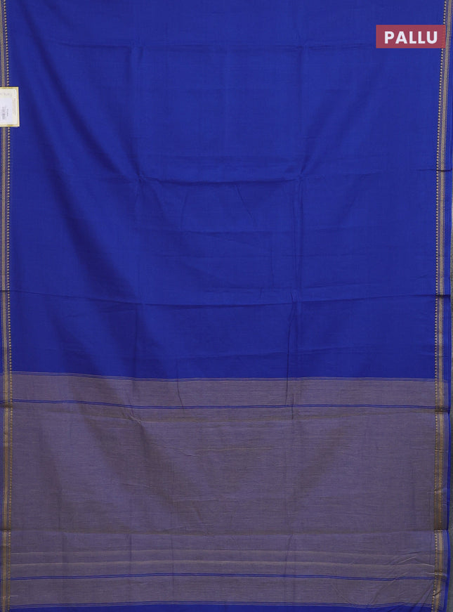 Narayanpet cotton saree blue with plain body and thread woven border