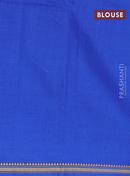 Narayanpet cotton saree blue with plain body and thread woven border