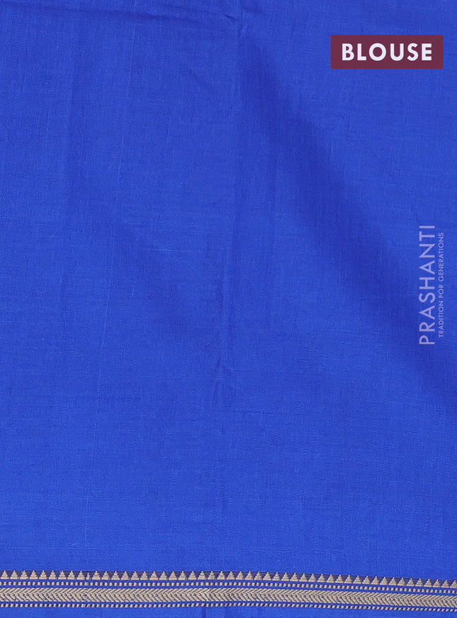 Narayanpet cotton saree blue with plain body and thread woven border