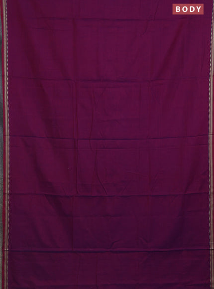 Narayanpet cotton saree dual shade of purple with plain body and thread woven border
