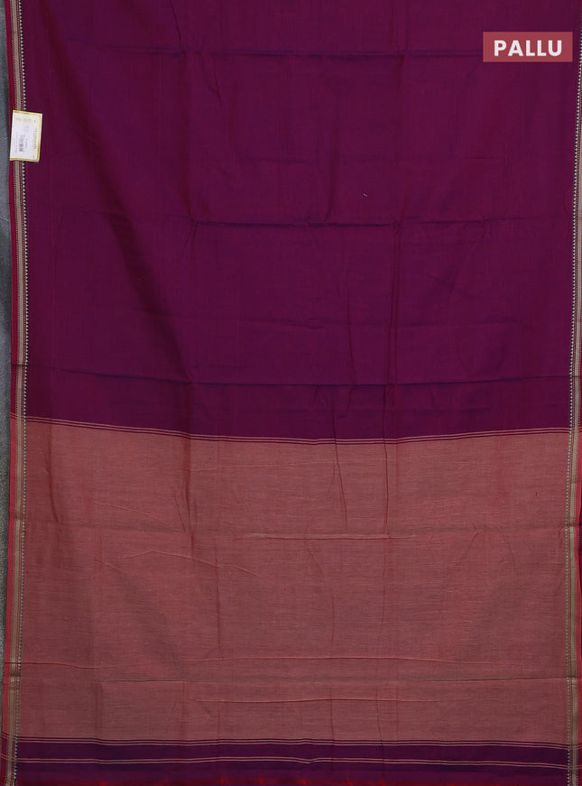 Narayanpet cotton saree dual shade of purple with plain body and thread woven border