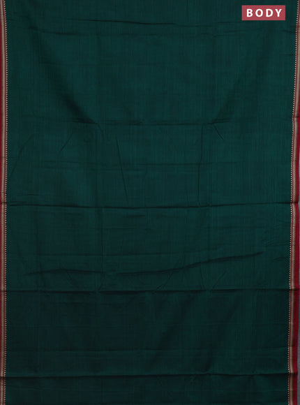 Narayanpet cotton saree green and maroon with plain body and thread woven border
