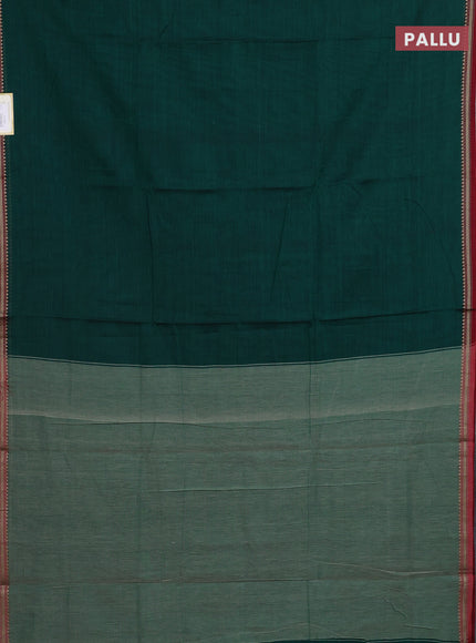 Narayanpet cotton saree green and maroon with plain body and thread woven border