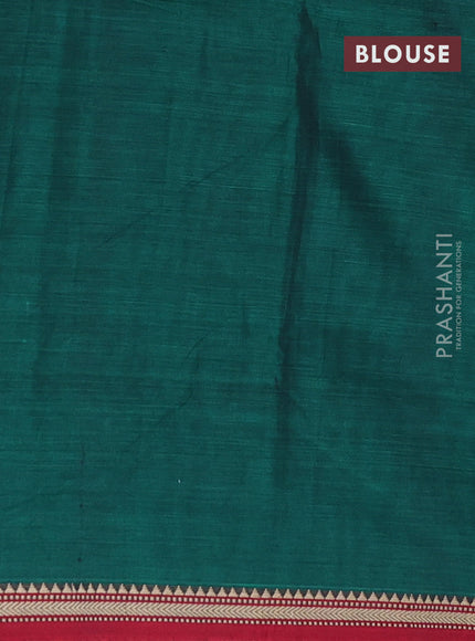 Narayanpet cotton saree green and maroon with plain body and thread woven border