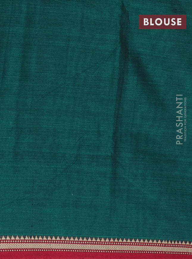 Narayanpet cotton saree green and maroon with plain body and thread woven border