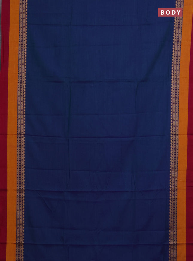Narayanpet cotton saree dual shade of bluish green and mustard yellow maroon with plain body and thread woven border