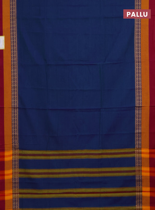 Narayanpet cotton saree dual shade of bluish green and mustard yellow maroon with plain body and thread woven border