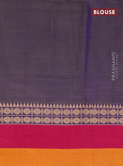 Narayanpet cotton saree dual shade of bluish green and maroon mustard yellow with plain body and thread woven border