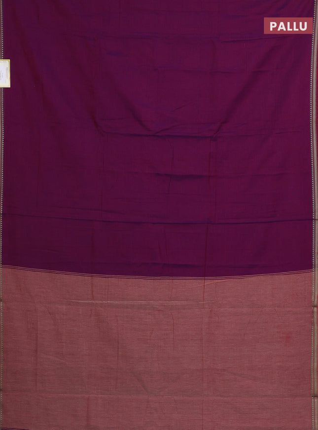 Narayanpet cotton saree purple with plain body and thread woven border