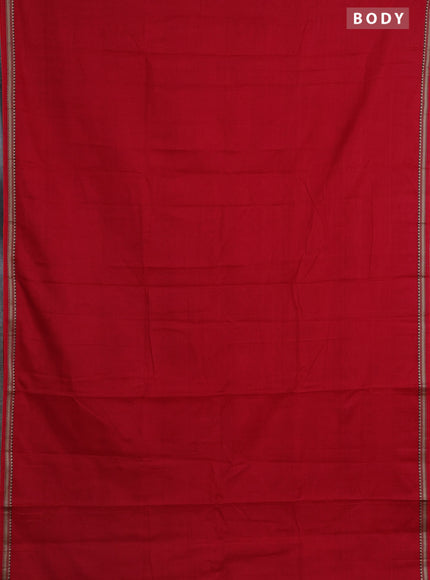 Narayanpet cotton saree red with plain body and thread woven border