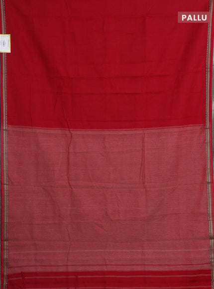 Narayanpet cotton saree red with plain body and thread woven border