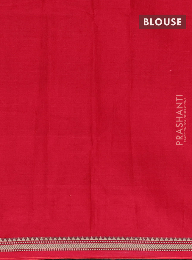 Narayanpet cotton saree red with plain body and thread woven border