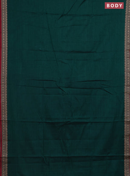 Narayanpet cotton saree green and maroon with plain body and thread woven border