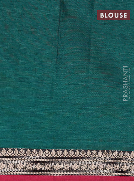 Narayanpet cotton saree green and maroon with plain body and thread woven border