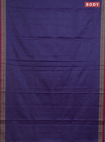 Narayanpet cotton saree blue shade and pink with plain body and thread woven border