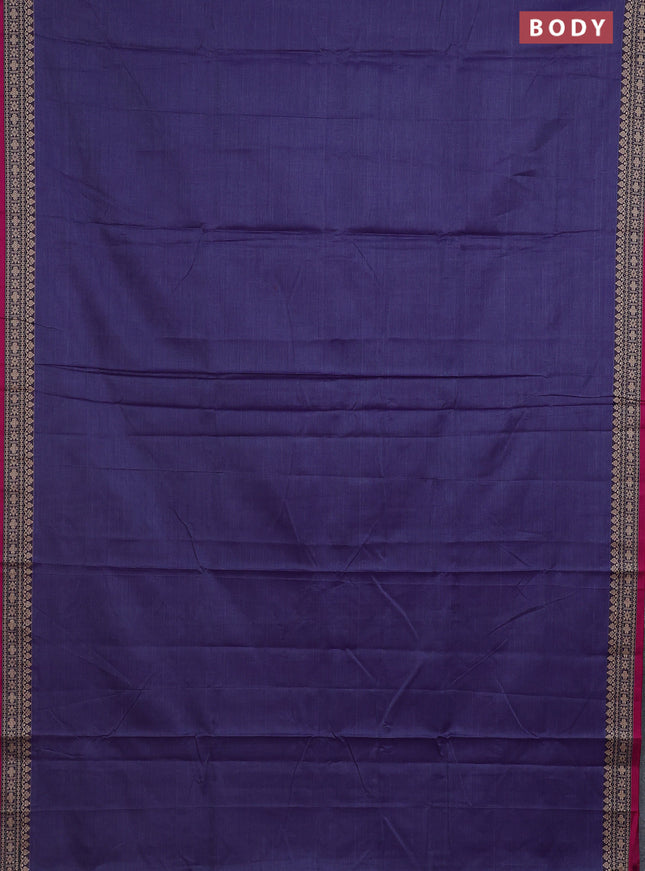Narayanpet cotton saree blue shade and pink with plain body and thread woven border