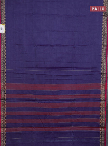 Narayanpet cotton saree blue shade and pink with plain body and thread woven border