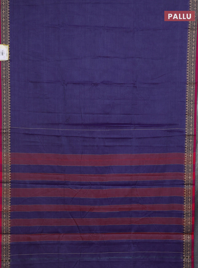 Narayanpet cotton saree blue shade and pink with plain body and thread woven border