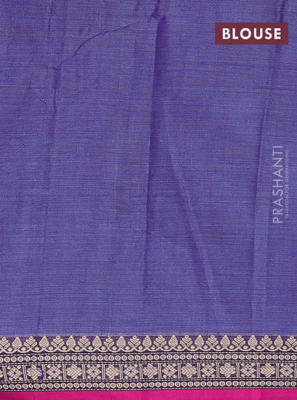 Narayanpet cotton saree blue shade and pink with plain body and thread woven border