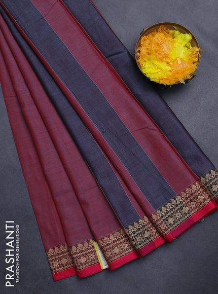 Narayanpet cotton saree maroon shade and pink with plain body and thread woven border