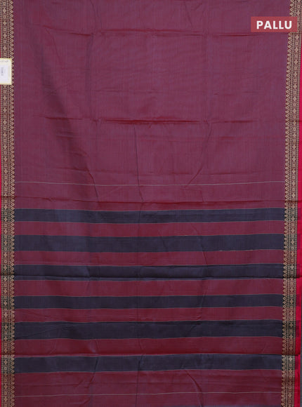 Narayanpet cotton saree maroon shade and pink with plain body and thread woven border