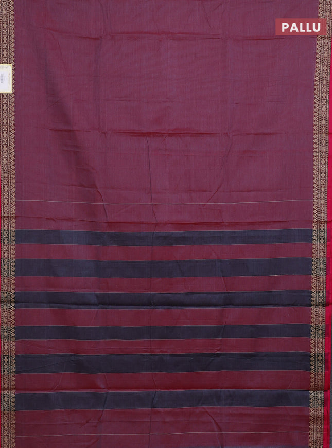 Narayanpet cotton saree maroon shade and pink with plain body and thread woven border