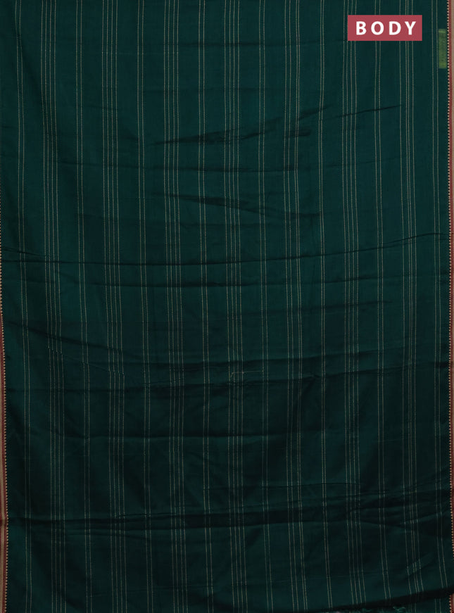 Narayanpet cotton saree green and maroon with allover thread weaves and simple border